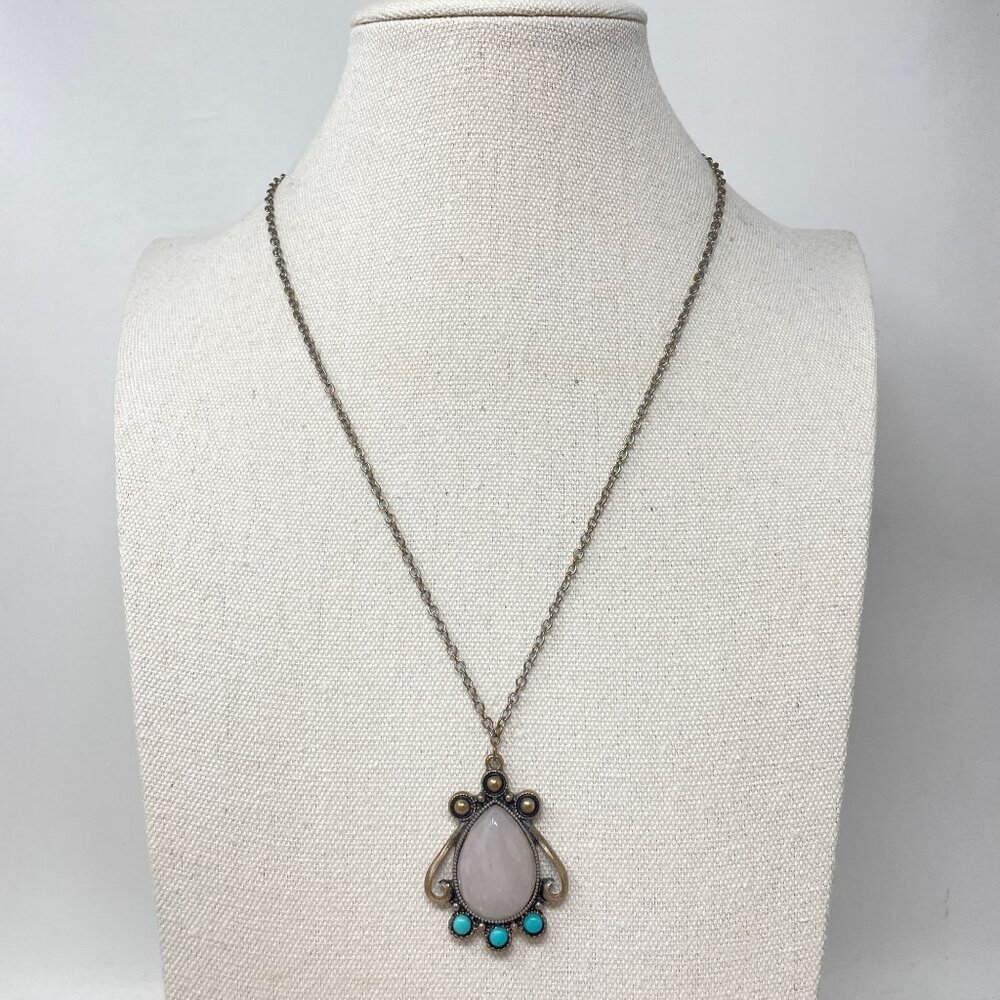 Freedom Brand Pendant Chain Necklace Southwest Silver-Tone Turquoise Color
